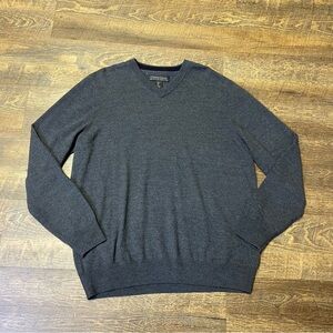 Christian Lacroix 100% Extra Fine Merino Wool Sweater Mens Large Gray V Neck